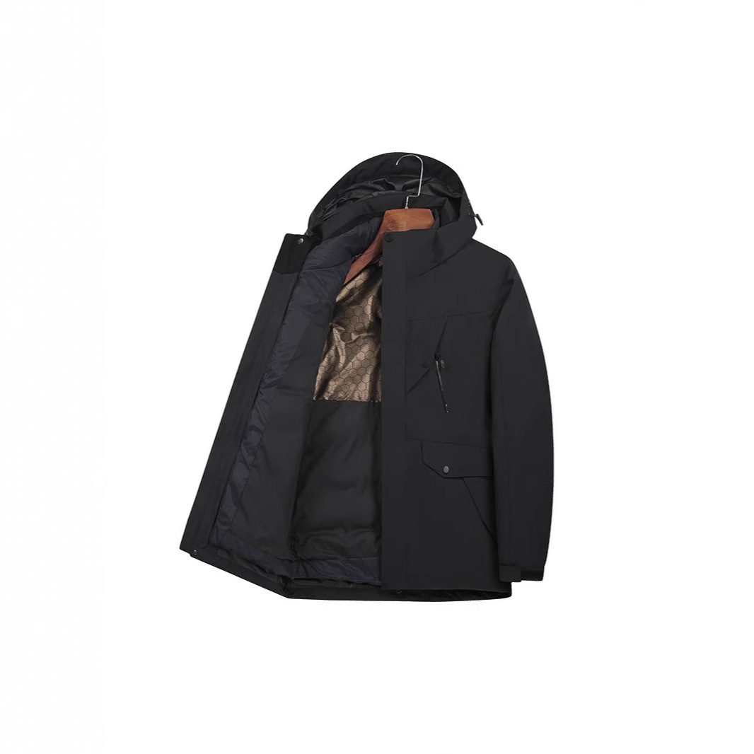 Jaqueta ActiveGo Winter Unissex à Prova de Vento 90 com Camada Interna Removível de Penas de Ganso Branco, Isolamento Térmico e Proteção Contra o Frio_voghion.com