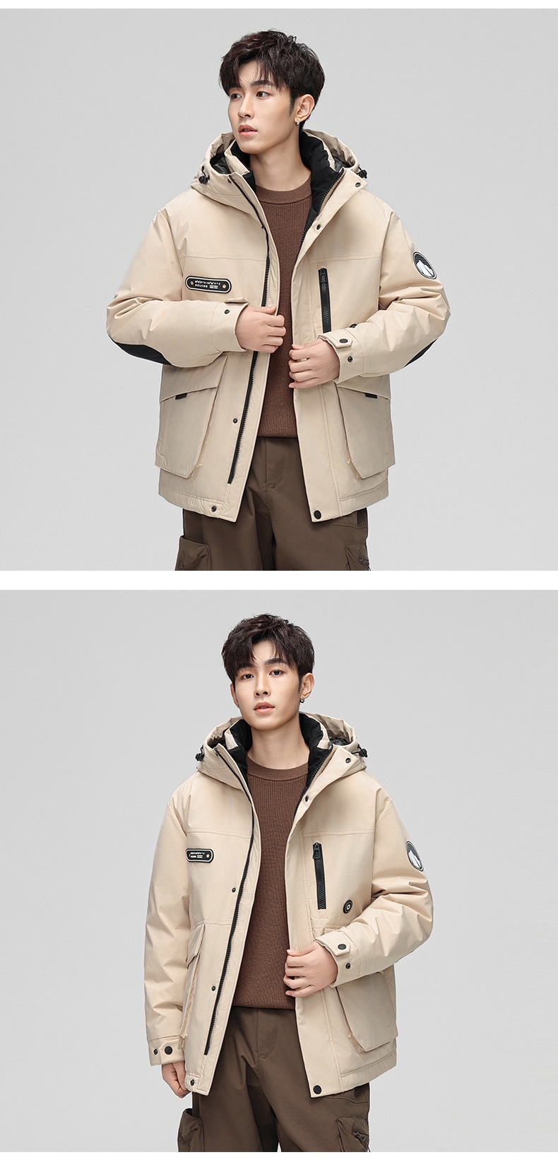 ActiveGo Winter New Fashion Trend Couple Style Unisex Outdoor 3-in-1 Down Jacket Windbreaker_desvips.com