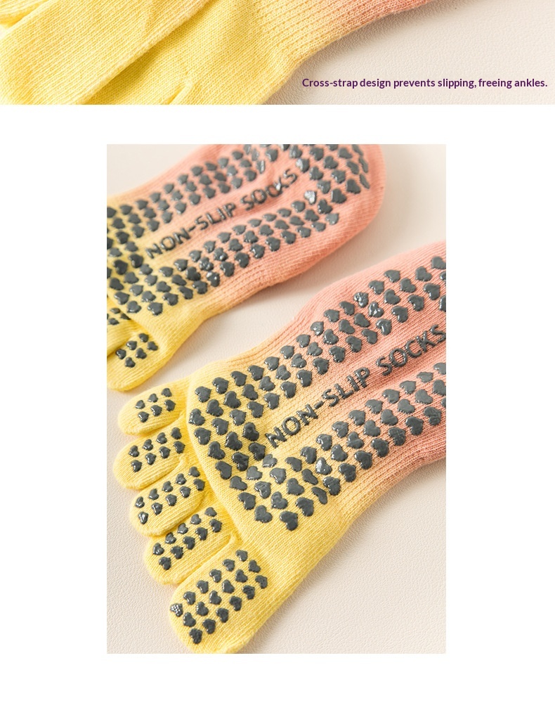 Surge Surge Tie-Dye Professional Five-Finger Gradient Yoga Pilates Non-Slip Women's Socks_voghion.com