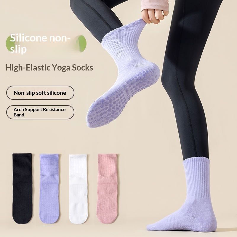 Surge Surge Solid Color Yoga Women, Cotton Anti-Pilling Fitness Pilates Sports Non-Slip With Shark Pants For Running Long Socks_voghion.com