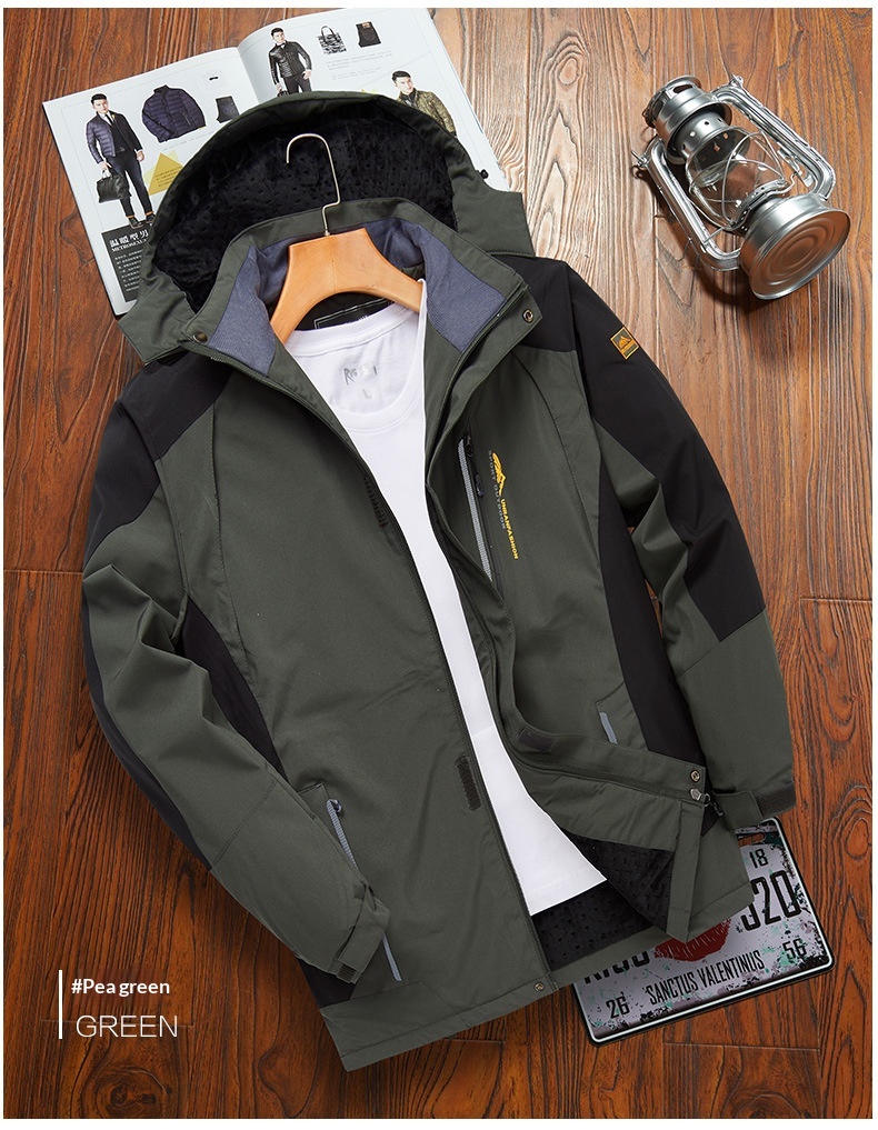 ActiveGo Autumn Winter Outdoor Sports Casual Men's Hiking Windproof Warm Color Block Detachable Hooded Jacket Coat_desvips.com