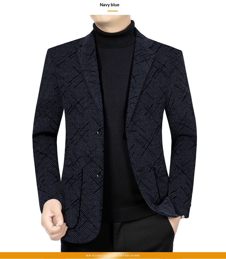 BOY BOY Autumn Winter Middle-aged Men's Woolen Thickened Blazer Single Shoulder Jacket Dad's Commuting Style_voghion.com