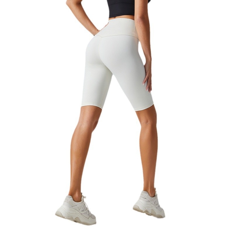 Yoga For Women, Double-Sided Brushed Tight-Fit Five-Point Shorts, High-Waist Tummy Control, Outdoor Running, Fitness,_voghion.com