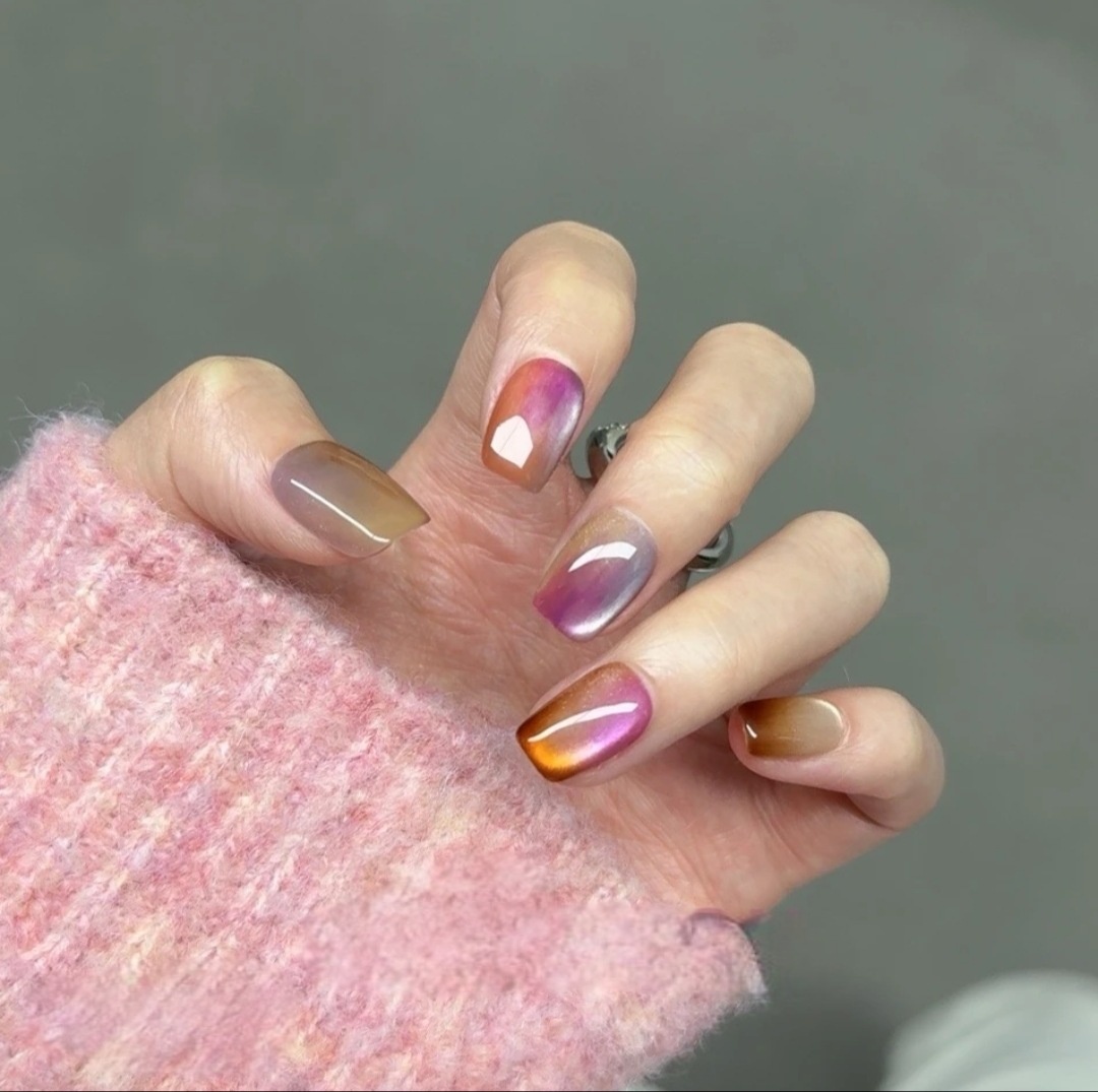 Sapphire Blue French Cat Eye Handmade Wearable Nails High-End Ins Style Pure Desire Art Detachable Pre-Made Nail Strips_voghion.com