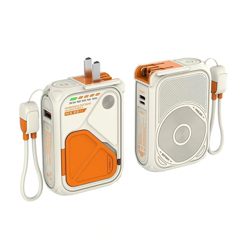 New Power Bank Five-in-One Magnetic Wireless Charging Comes With Line Multi-Functional AC Plug 10000 MAh Large Capacity_voghion.com