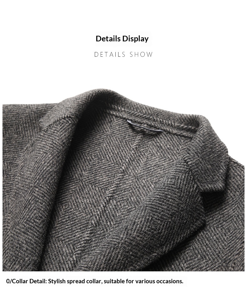 BOY BOY Autumn Winter Handmade Double-Sided Wool Herringbone Pattern Men's Split Non-Iron Small Suit Jacket For Men_voghion.com
