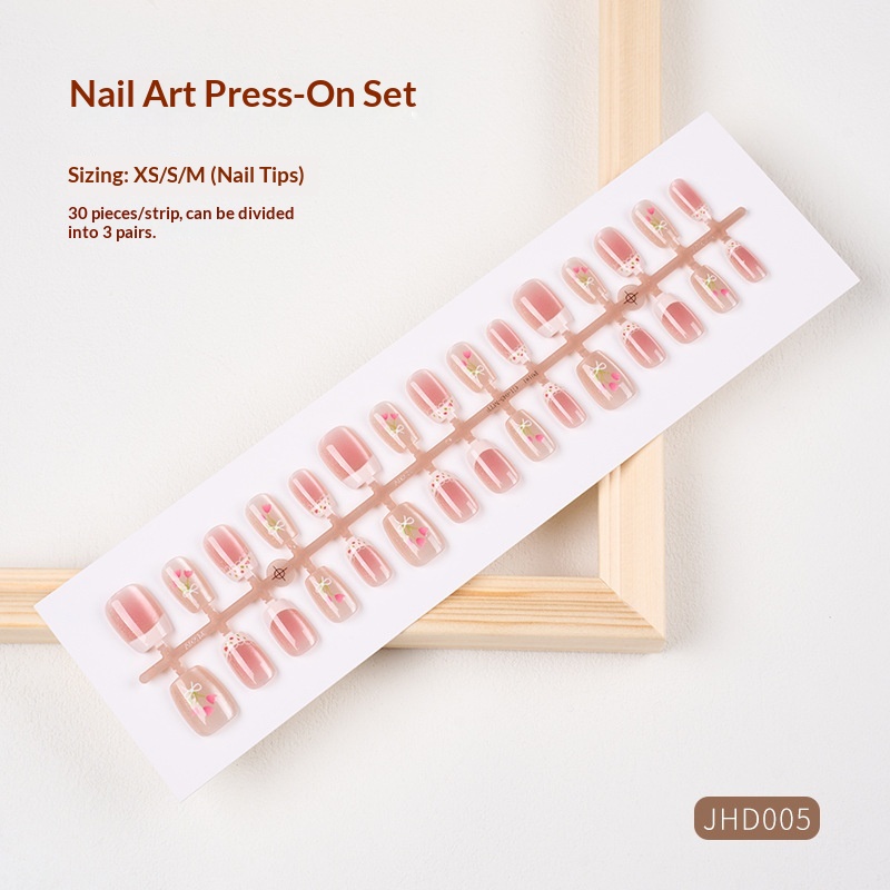 Classic Nude Cat Eye Handmade Wearable High-End Pure Desire Ins Style Pre-Made Nail Tips Nails 30 Pieces With Size_voghion.com