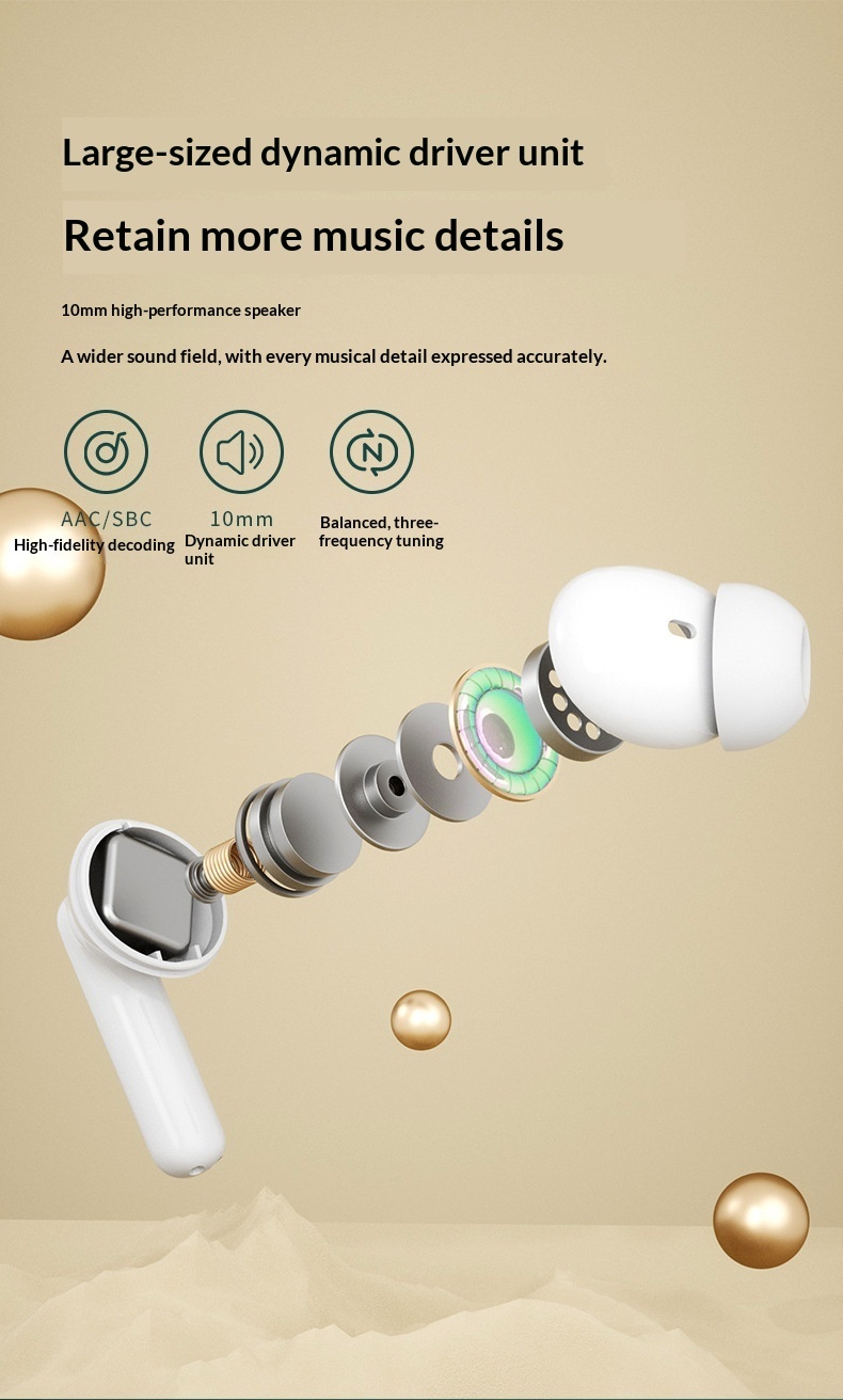 Auricolari intrauricolari wireless TWS Bluetooth 5.3 con cancellazione attiva del rumore ANC+ENC Dual Mark transfrontalieri_voghion.com