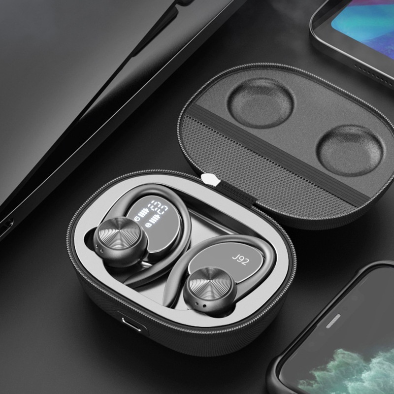Bron Fabrikant Lever TWS Wirels Sports J92 Bluetooth Binaural Stereo Hangend Oor Digitaal Display Hardlopen_voghion.com