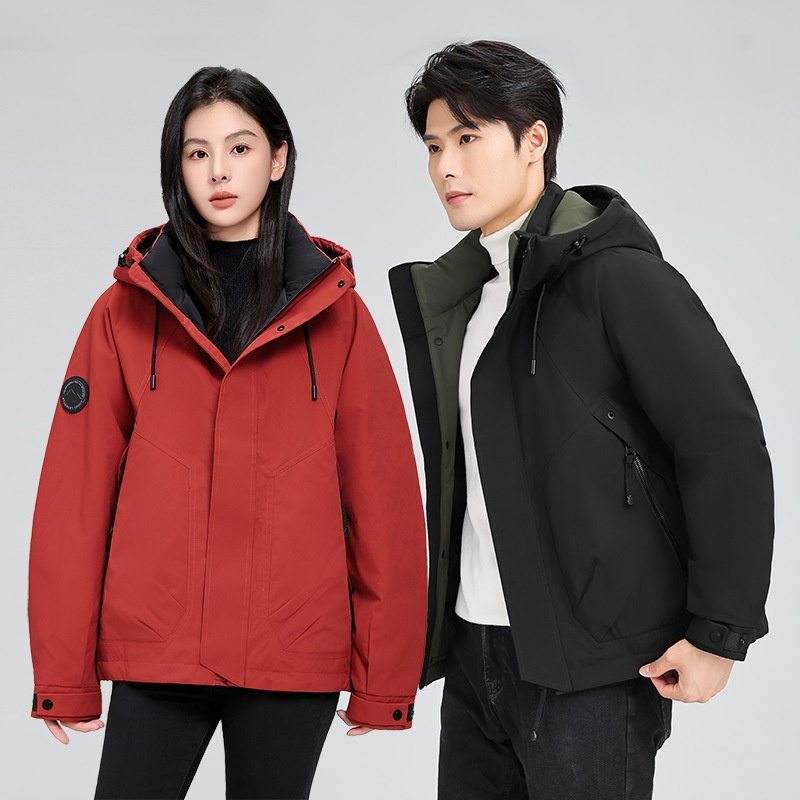 ActiveGo High-End Jacket Unisex Winter Thickened White Duck Down Casual Hooded Fashion Couple Coat_voghion.com