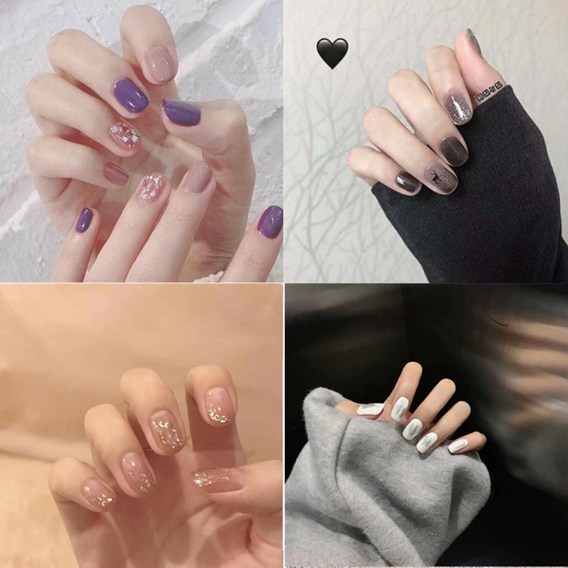 Collection Of Finished Cute Stickers Wearable Art Detachable Nail 24 Pieces Nails_voghion.com