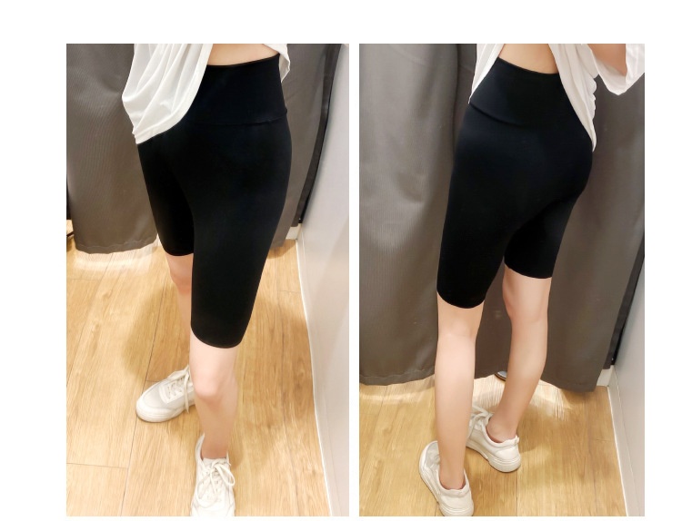 Zomerse Shark Skin Legging voor dames, dunne hoge taille, heuplift, buikcontrole, rekbare plus size, middellange yogabroek_voghion.com