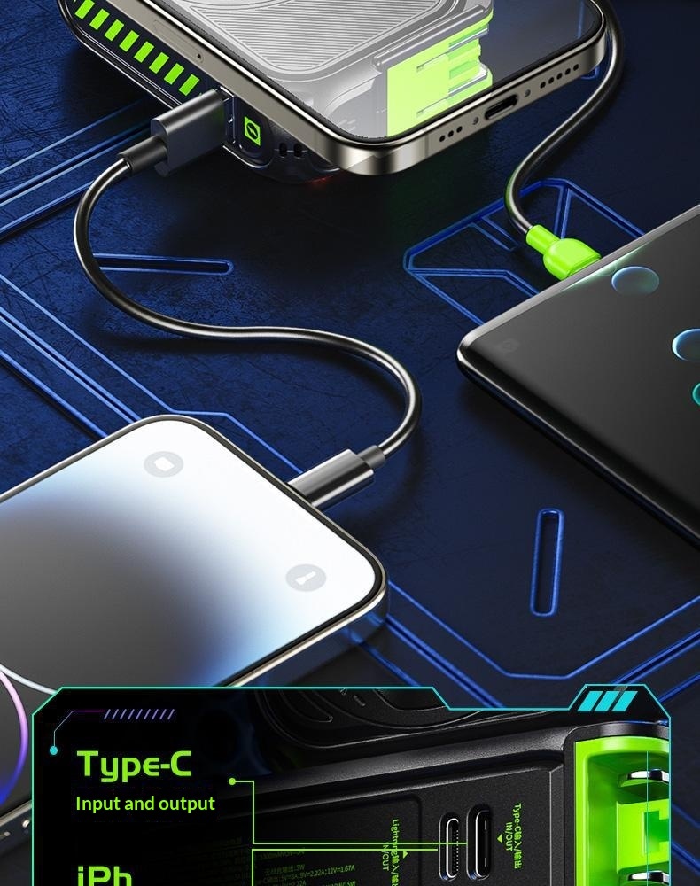 New Power Bank Five-in-One Magnetic Wireless Charging Comes With Line Multi-Functional AC Plug 10000 MAh Large Capacity_voghion.com