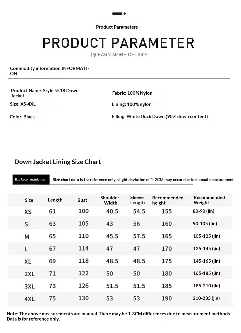 Veste ActiveGo unisexe noire automne hiver, col montant, fine et légère, doublure courte en duvet_voghion.com