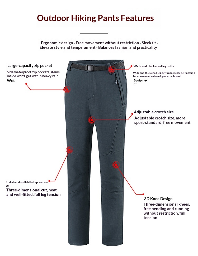 ActiveGo Cross-Border Outdoor Soft Shell Winter Skiing Hiking Loose Windproof Waterproof Softshell Pants Thickened Warm_desvips.com