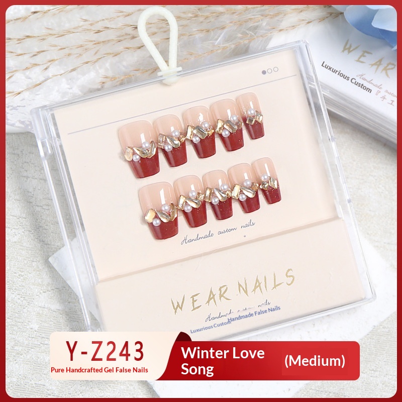 Nieuwjaar draagbare herfst/winter luxe whitening stickers voor nagels, transparant, verpakt in een doosje, handgemaakte nageltips_voghion.com