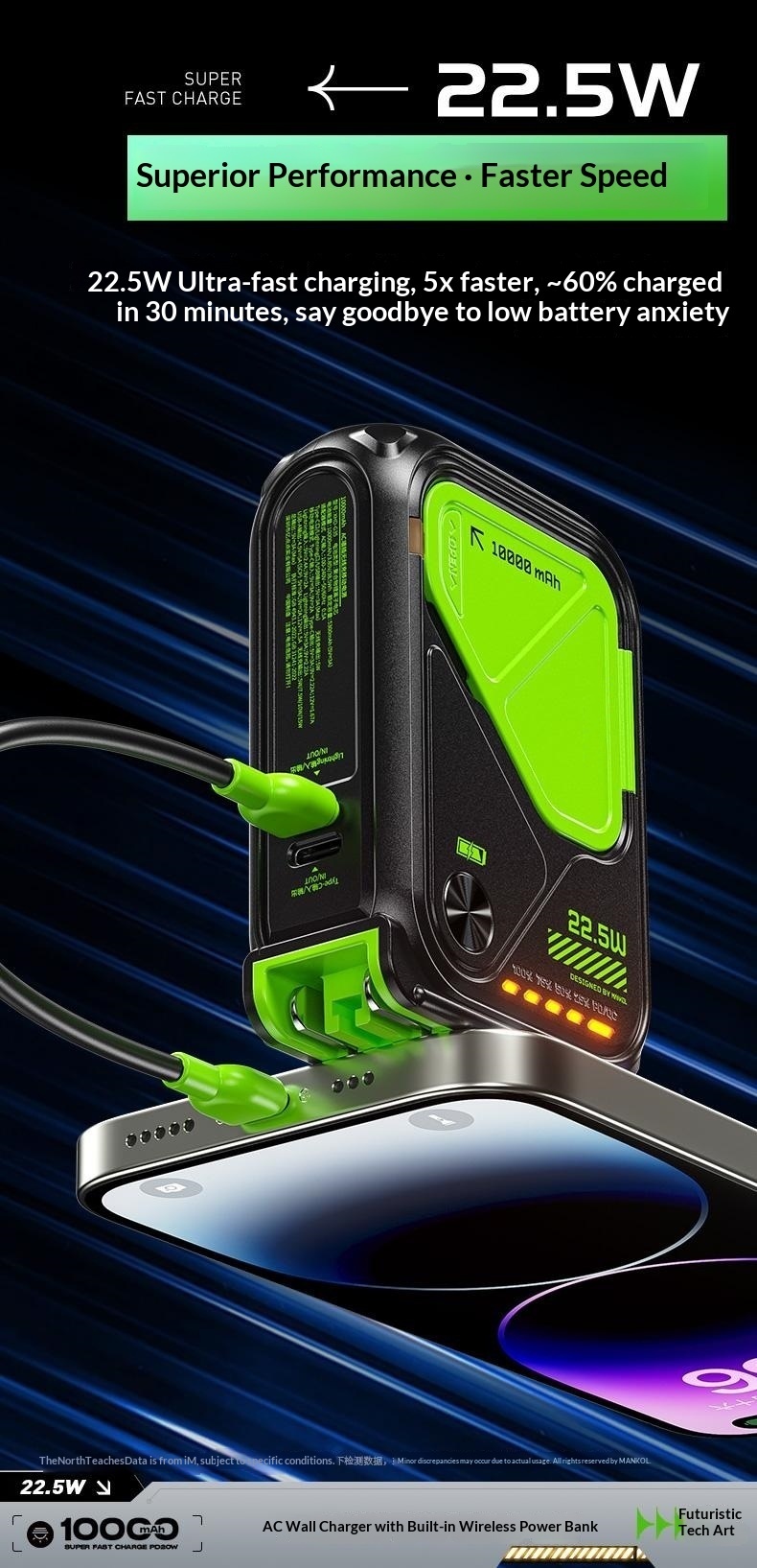 New Power Bank Five-in-One Magnetic Wireless Charging Comes With Line Multi-Functional AC Plug 10000 MAh Large Capacity_voghion.com