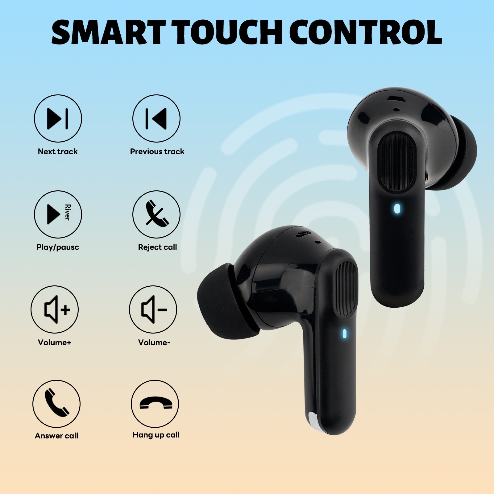 Auricolari intrauricolari wireless TWS Bluetooth 5.3 con cancellazione attiva del rumore ANC+ENC Dual Mark transfrontalieri_voghion.com