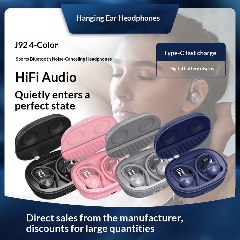 Bron Fabrikant Lever TWS Wirels Sports J92 Bluetooth Binaural Stereo Hangend Oor Digitaal Display Hardlopen_voghion.com