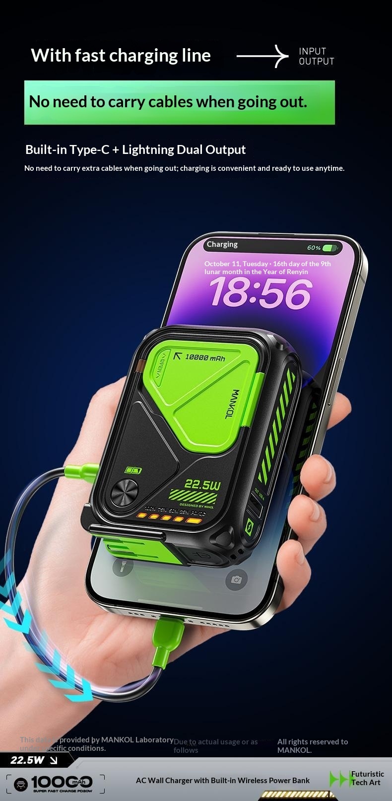 New Power Bank Five-in-One Magnetic Wireless Charging Comes With Line Multi-Functional AC Plug 10000 MAh Large Capacity_voghion.com