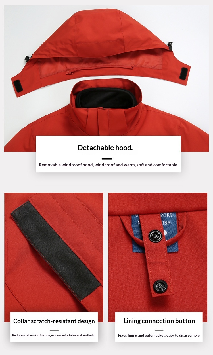 ActiveGo National Standard Laminated Outdoor Jacket For Men Women, Three-in-One 0.05kg Piece Set, Windproof And Waterproof Coat,_desvips.com