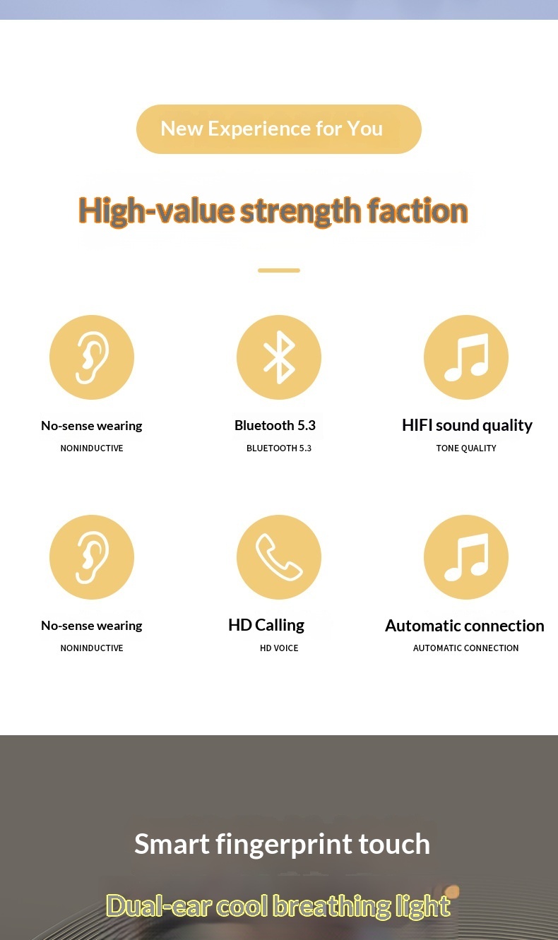 Bone Conduction Bluetooth Earphones Ultra-Long Battery Life M9 In-Ear True Wireless Noise Cancelling Comfortable For_voghion.com