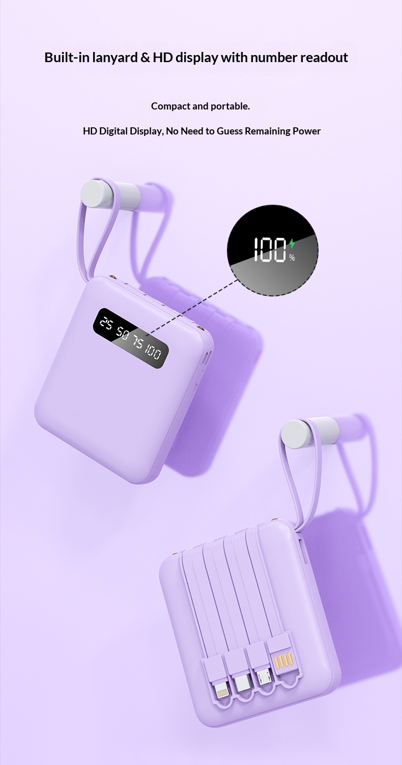 Custom Bank 20000mAh Mini Fast Charging With Cable Large Capacity Airplane Portable Mobile Power Supply_voghion.com