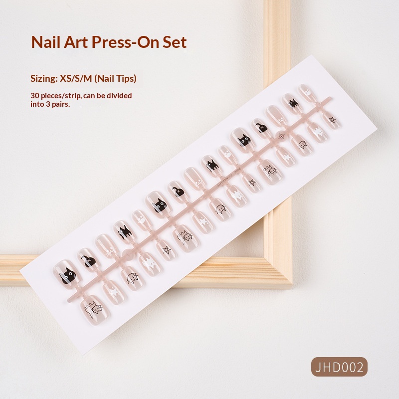 Classic Nude Cat Eye Handmade Wearable High-End Pure Desire Ins Style Pre-Made Nail Tips Nails 30 Pieces With Size_voghion.com