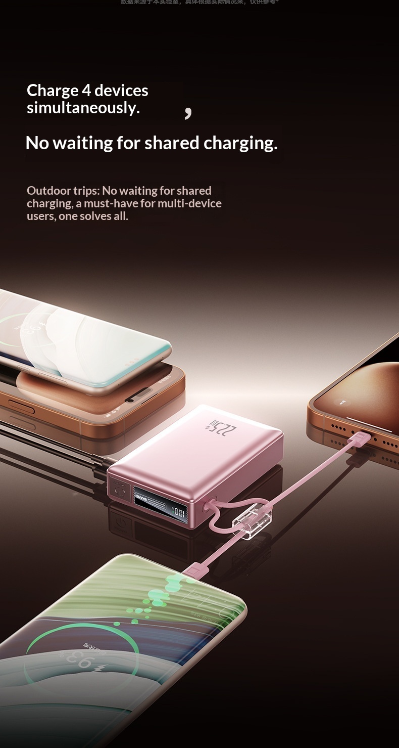 22.5W Super Fast Charging Bank With Built-in Cable Mini 20000mAh Portable Mobile Power Wholesale Customization_voghion.com
