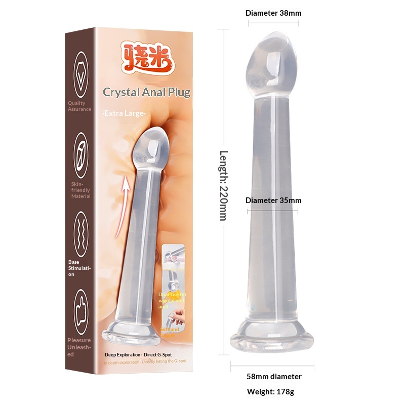 Xiaomi Crystal Realistic Anal Strip Transparent Silicone Suction Cup Female Masturbation Stick Adult Sex Toys_voghion.com
