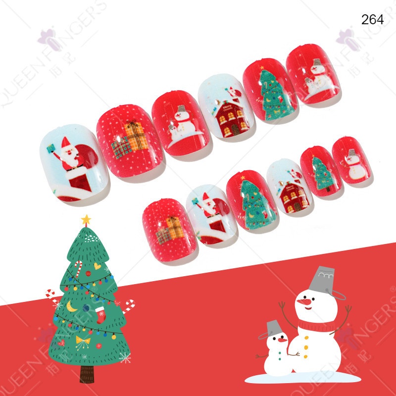 Autocollants pour ongles courts et mignons à porter pour enfants, parfaits pour Noël_voghion.com