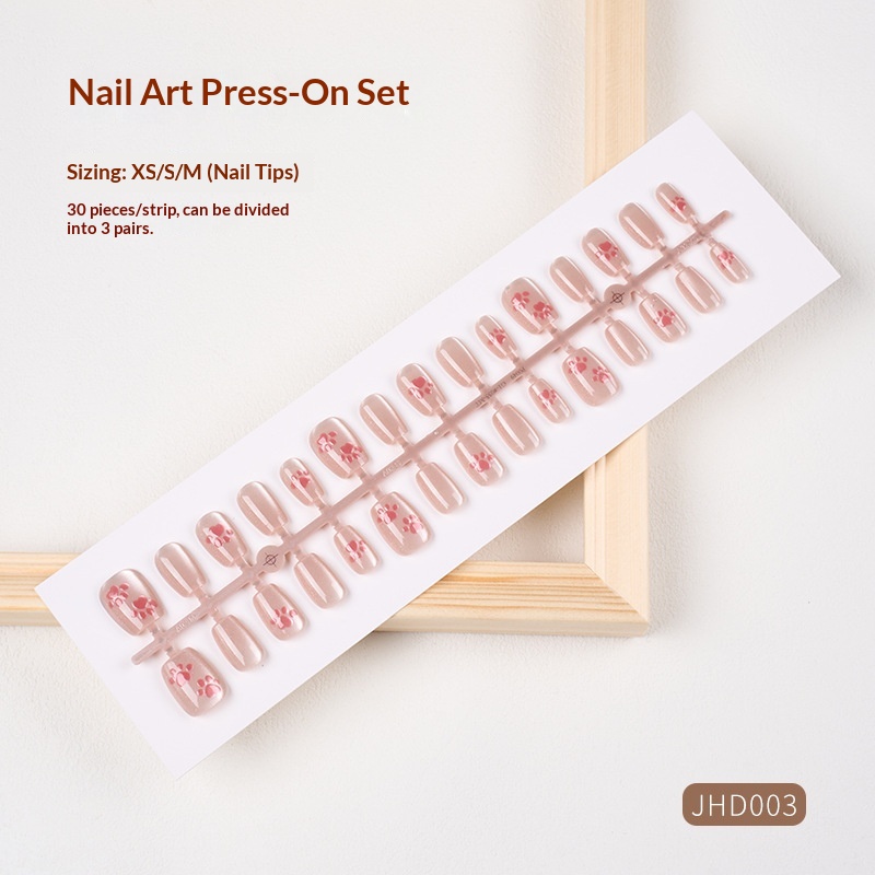Classic Nude Cat Eye Handmade Wearable High-End Pure Desire Ins Style Pre-Made Nail Tips Nails 30 Pieces With Size_voghion.com