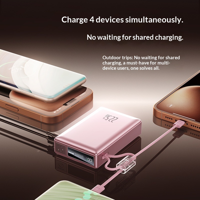 22.5W Super Fast Charging Bank With Built-in Cable Mini 20000mAh Portable Mobile Power Wholesale Customization_voghion.com