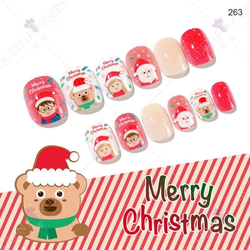 Autocollants pour ongles courts et mignons à porter pour enfants, parfaits pour Noël_voghion.com