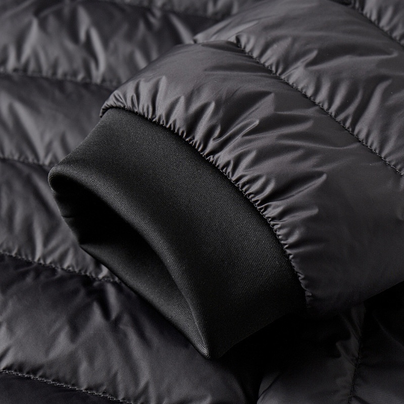 Veste ActiveGo unisexe noire automne hiver, col montant, fine et légère, doublure courte en duvet_voghion.com