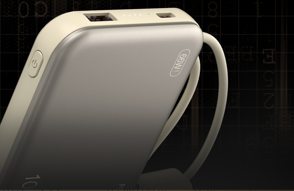 Ultradünne Powerbank mit Trageband und Kabel, 10000 mAh, Mini-Schnellladefunktion, tragbares Ladegerät aus Metall, individuell anpassbar_voghion.com