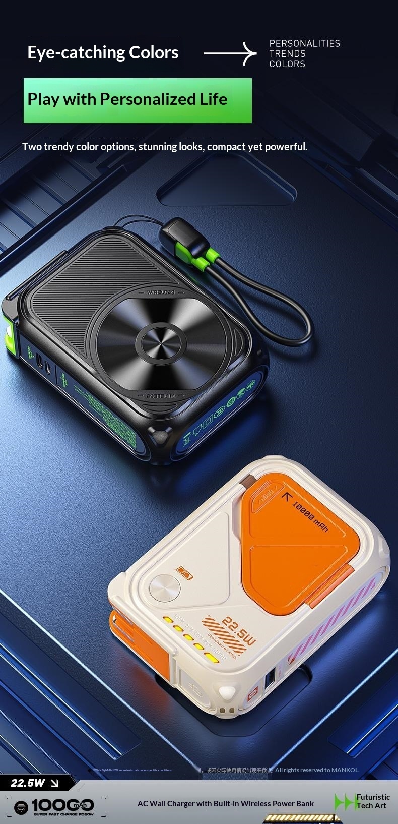 New Power Bank Five-in-One Magnetic Wireless Charging Comes With Line Multi-Functional AC Plug 10000 MAh Large Capacity_voghion.com