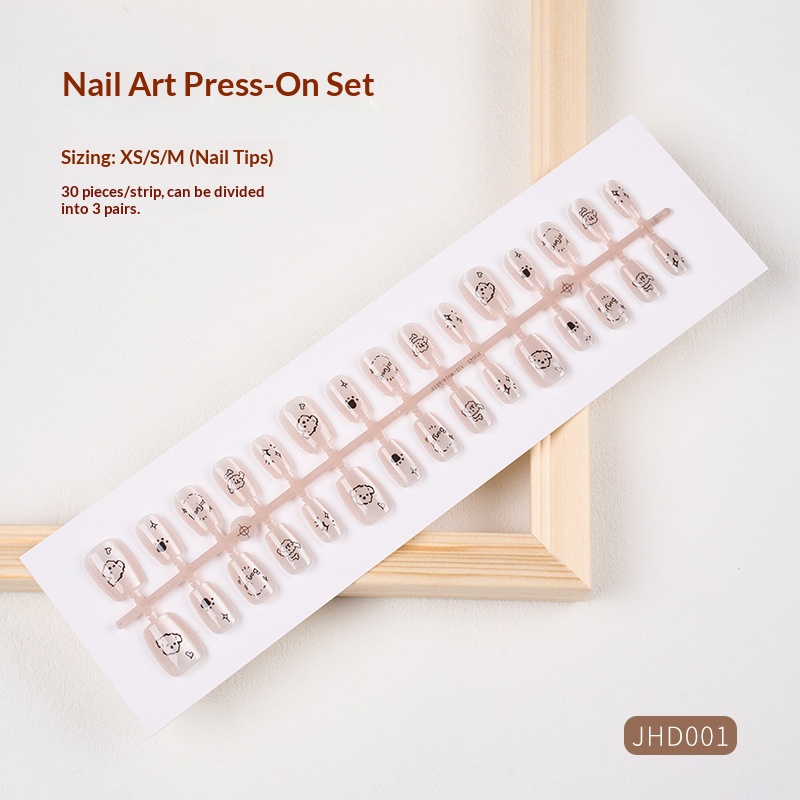 Classic Nude Cat Eye Handmade Wearable High-End Pure Desire Ins Style Pre-Made Nail Tips Nails 30 Pieces With Size_voghion.com