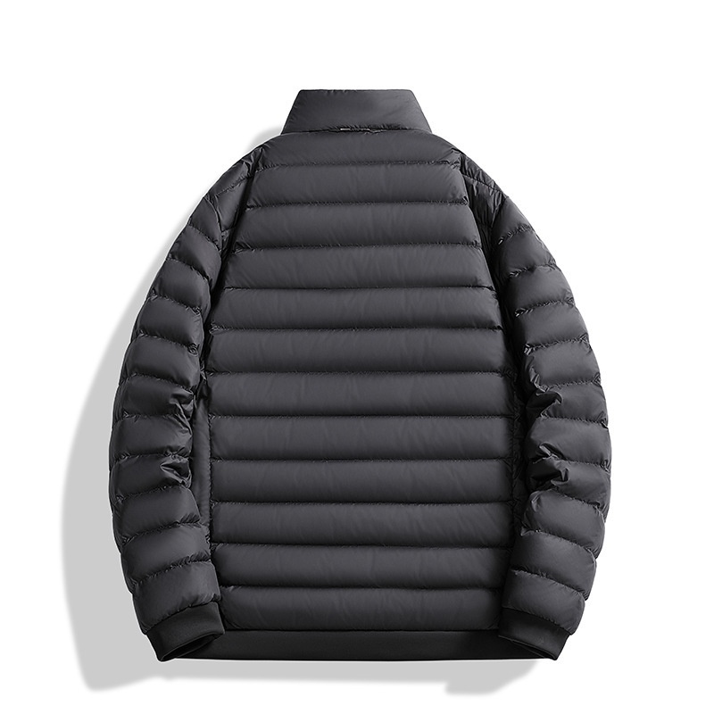 Veste ActiveGo unisexe noire automne hiver, col montant, fine et légère, doublure courte en duvet_voghion.com