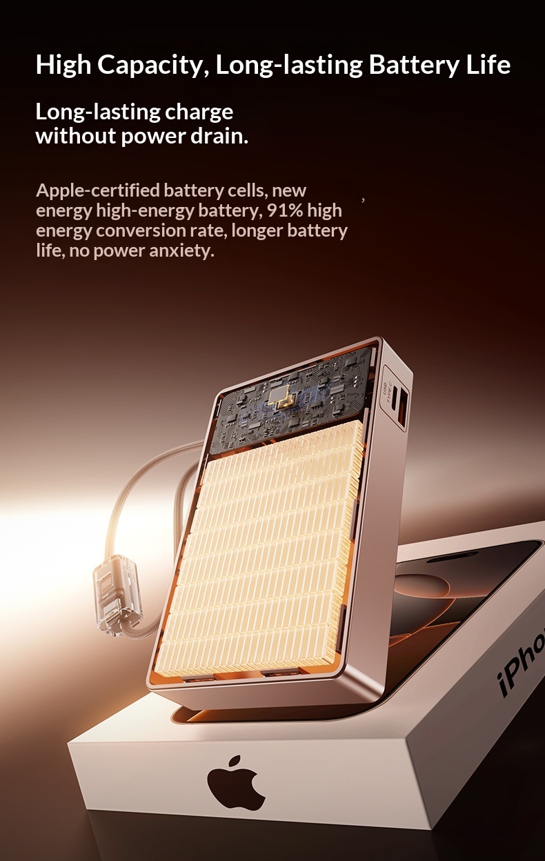22.5W Super Fast Charging Bank With Built-in Cable Mini 20000mAh Portable Mobile Power Wholesale Customization_voghion.com