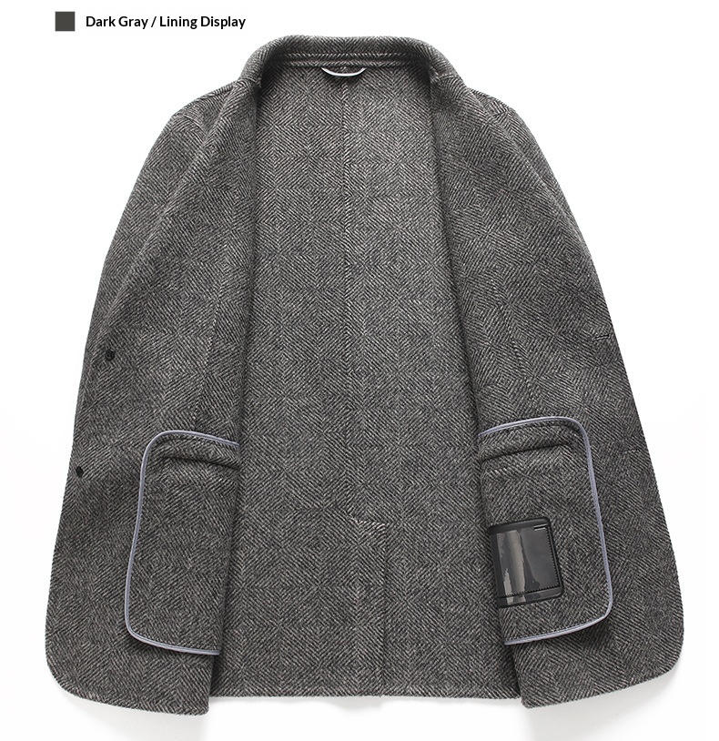 BOY BOY Autumn Winter Handmade Double-Sided Wool Herringbone Pattern Men's Split Non-Iron Small Suit Jacket For Men_voghion.com