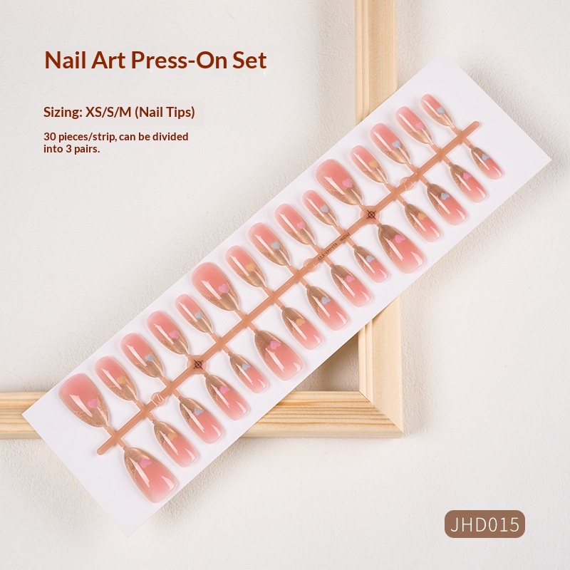 Classic Nude Cat Eye Handmade Wearable High-End Pure Desire Ins Style Pre-Made Nail Tips Nails 30 Pieces With Size_voghion.com