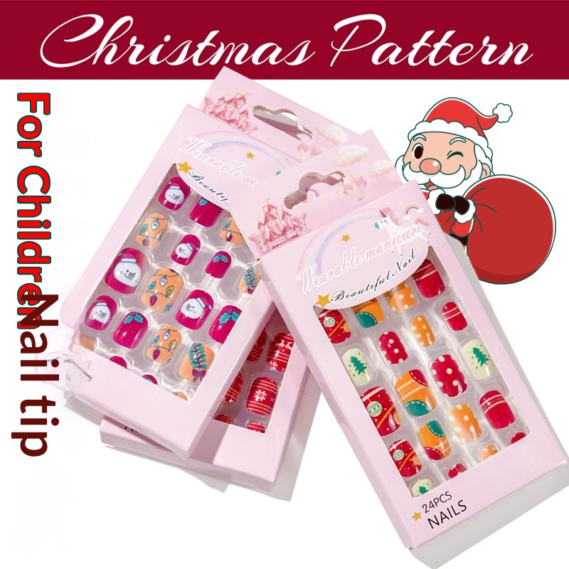 Autocollants pour ongles courts et mignons à porter pour enfants, parfaits pour Noël_voghion.com