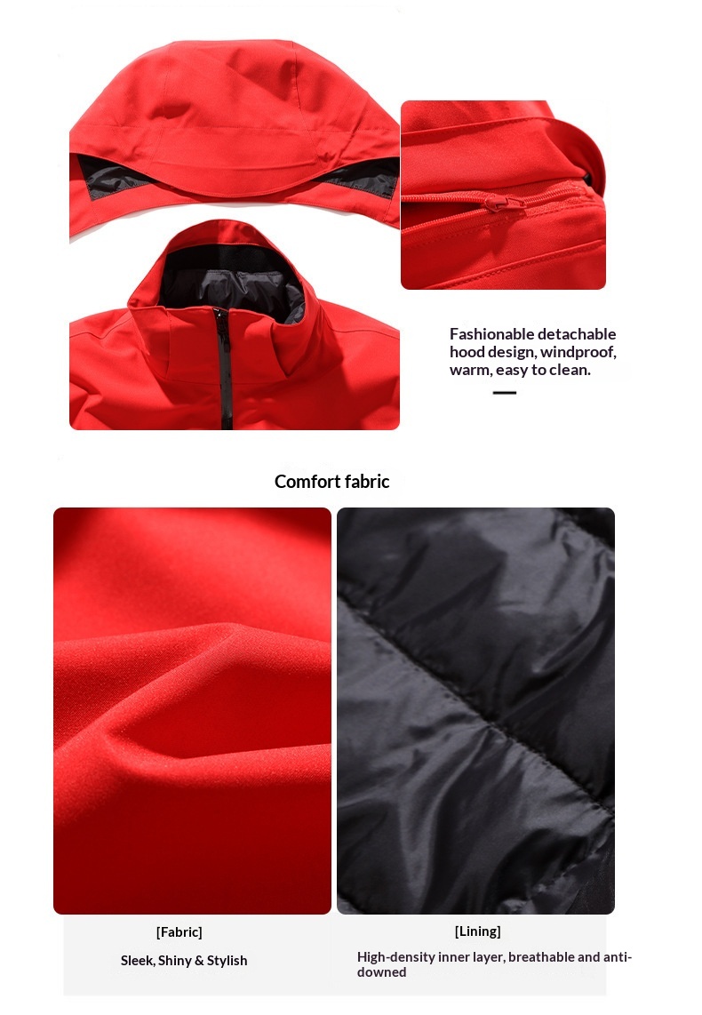 ActiveGo High-End Outdoor Down Liner Detachable Two-Piece Set Men And Women Mountaineering Jacket Group Workwear_desvips.com