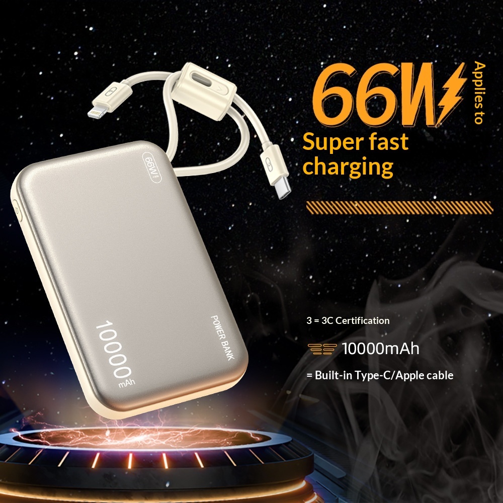 Ultradünne Powerbank mit Trageband und Kabel, 10000 mAh, Mini-Schnellladefunktion, tragbares Ladegerät aus Metall, individuell anpassbar_voghion.com