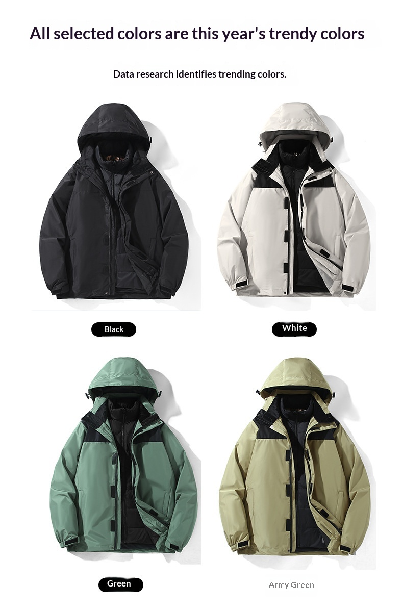 ActiveGo Authentic 3-in-1 Down Jacket Unisex 2025 New Winter Thickened Warm Hooded Coat Trendy_desvips.com