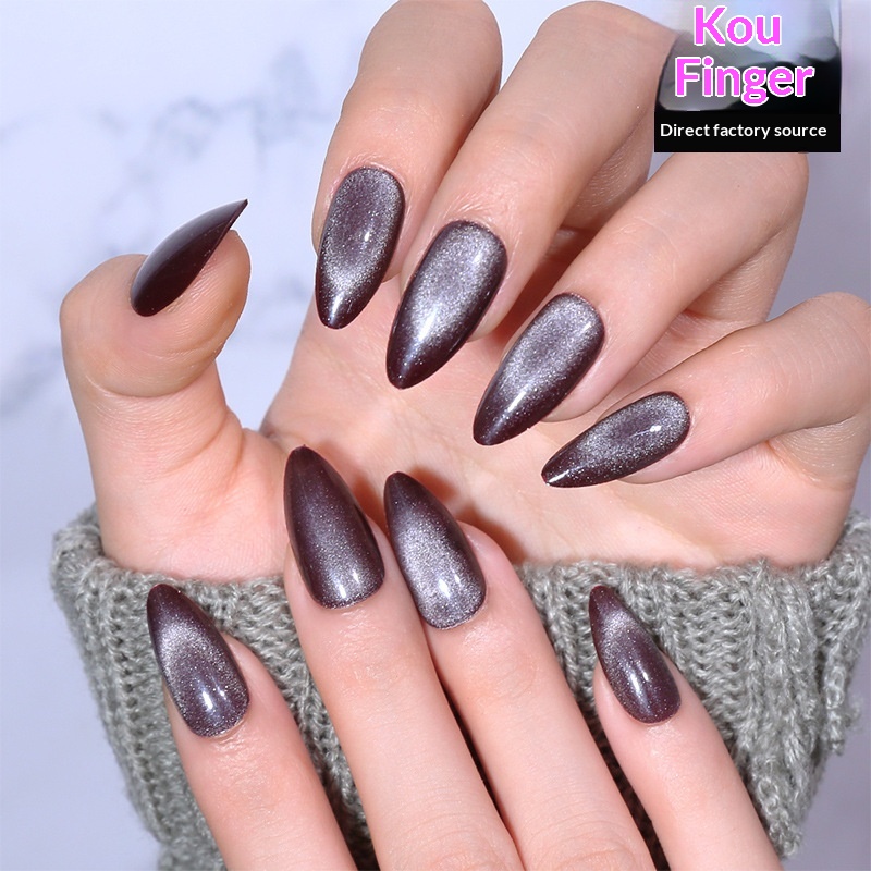 European And American Cat Eye Nails Hot Item 30 Pieces Detachable Wine Red Dragon Ball Wearable Nail Tips Factory Direct_voghion.com