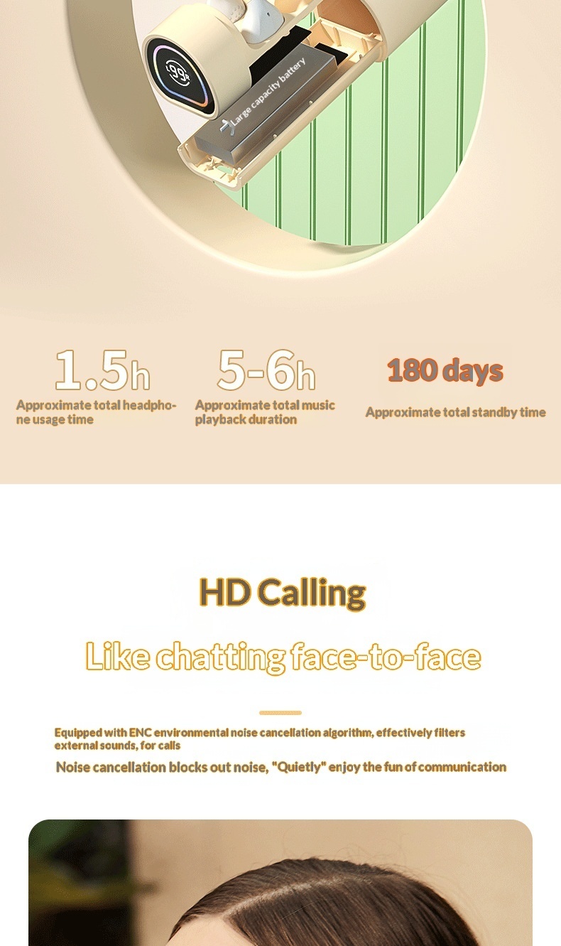 Bone Conduction Bluetooth Earphones Ultra-Long Battery Life M9 In-Ear True Wireless Noise Cancelling Comfortable For_voghion.com