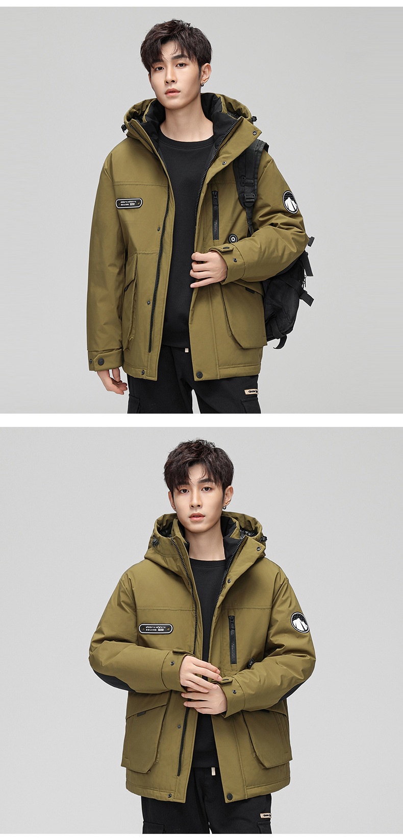 ActiveGo Winter New Fashion Trend Couple Style Unisex Outdoor 3-in-1 Down Jacket Windbreaker_desvips.com