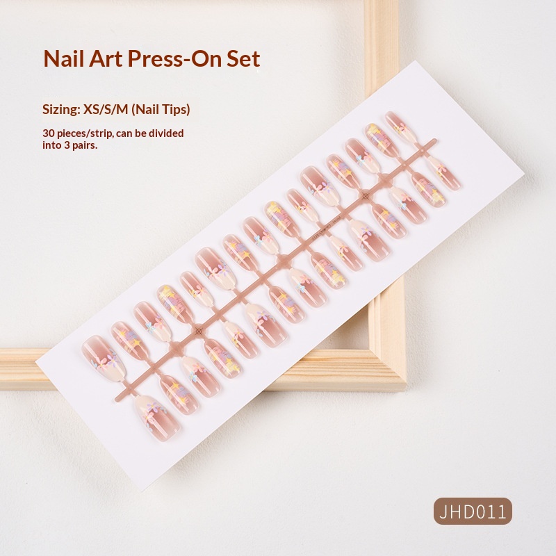 Classic Nude Cat Eye Handmade Wearable High-End Pure Desire Ins Style Pre-Made Nail Tips Nails 30 Pieces With Size_voghion.com